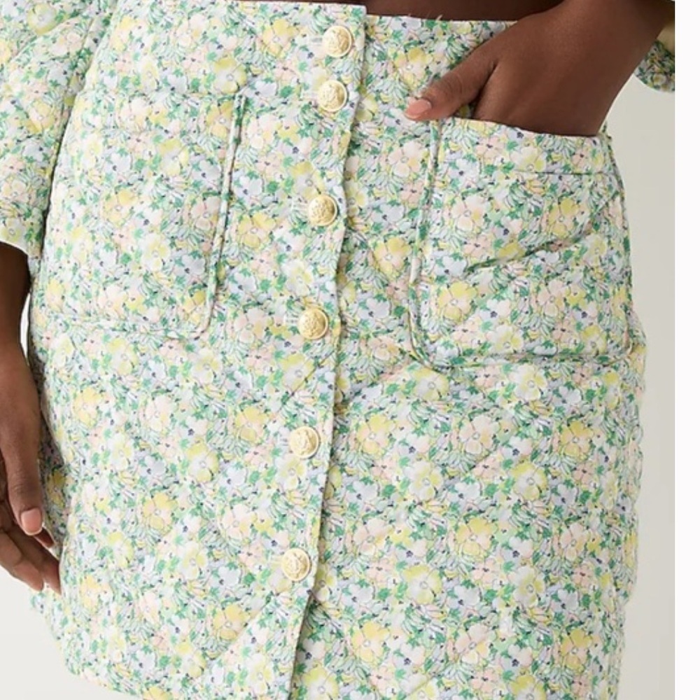 J. Crew liberty fabric Limited-edition quilted button-front mini skirt NWOT  14 - Picture 3 of 14